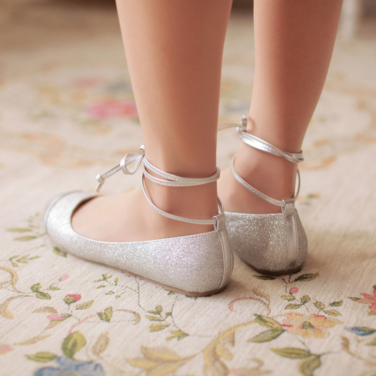 ladies silver ballerina shoes