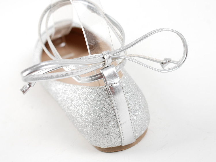 silver sequin flat shoes