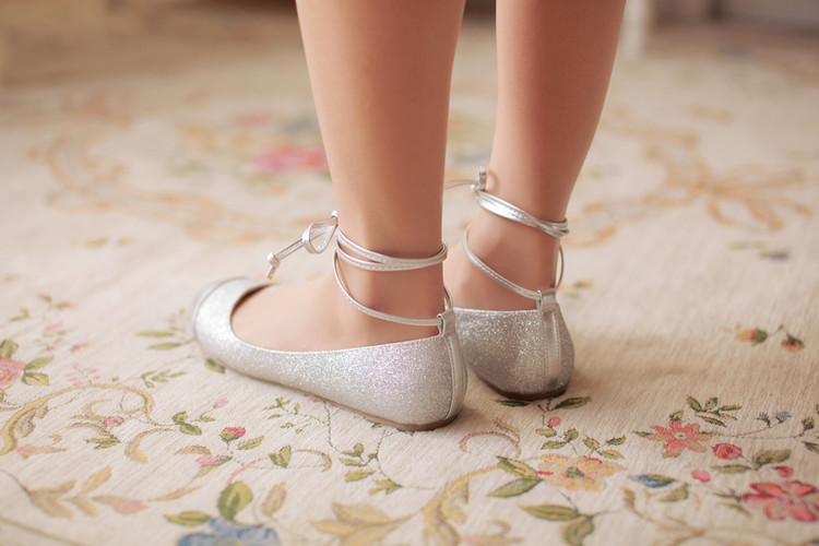 silver flat ballet shoes
