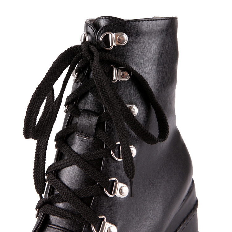 womens punk rock lace up platform heels ankle boots shoes